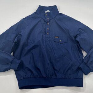 Vintage Eddie Bauer Jacket Mens Large Navy Pullover Windbreaker 1/4 Snap Pocket
